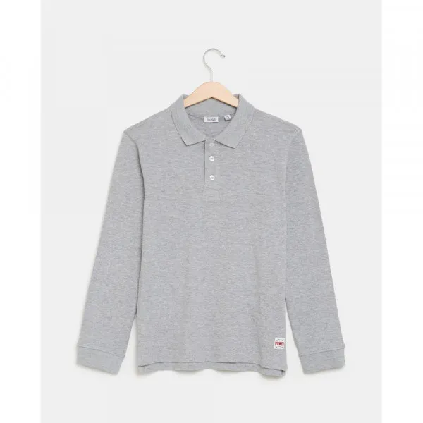 BLUKIDS MAJICA POLO DUG RUKAV MEDIUM GREY MELANGE 