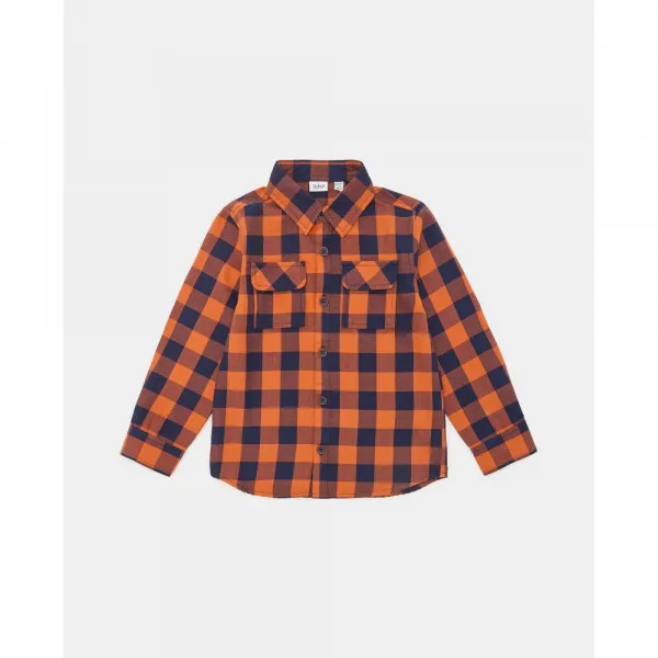 BLUKIDS KOSULJA DUG RUKAV BLUE/ORANGE CHECK 