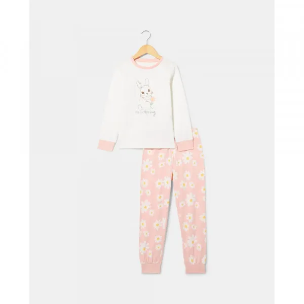 BLUKIDS PIDZAMA OFF-WHITE/PINK 