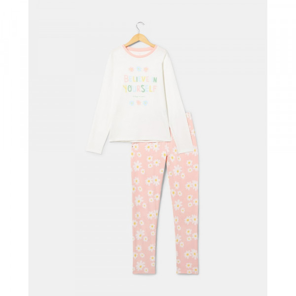 BLUKIDS PIDZAMA OFF-WHITE/PINK