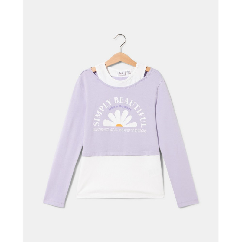 BLUKIDS MAJICA DUG RUKAV PURPLE HEATHER