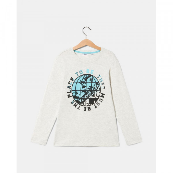 BLUKIDS MAJICA DUG RUKAV LIGHT GREY MELANGE