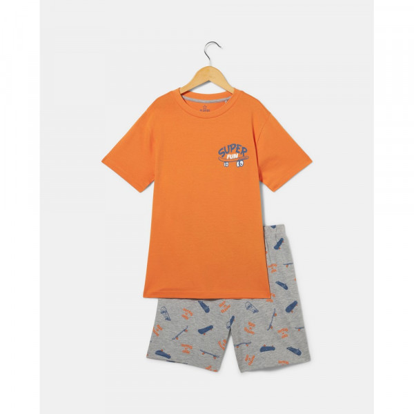 BLUKIDS PIDZAMA GREY/ORANGE