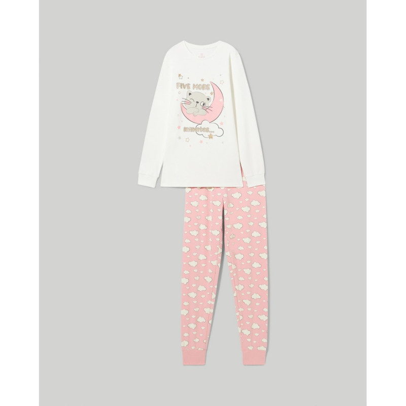 BLUKIDS PIDZAMA OFF-WHITE/PINK