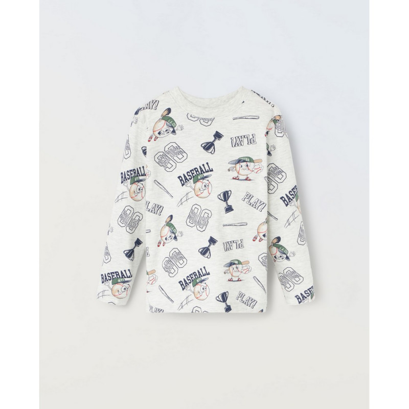 BLUKIDS MAJICA DUG RUKAV LIGHT GREY MELANGE