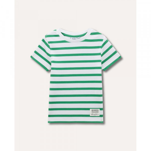 BLUKIDS MAJICA KRATAK RUKAV WHITE-STRIPED GREEN