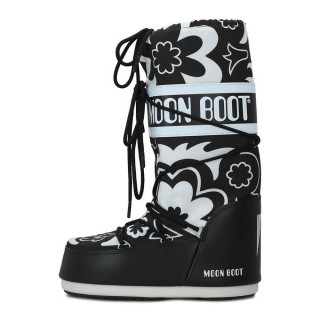 MOON BOOT CIZME ICON FLOWER BLACK/WHITE 