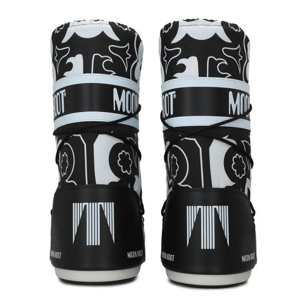 MOON BOOT CIZME ICON FLOWER BLACK/WHITE 