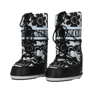 MOON BOOT CIZME ICON FLOWER BLACK/WHITE 