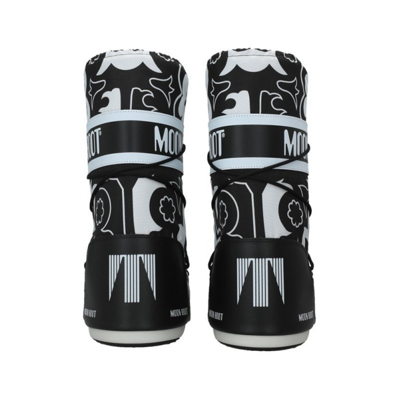MOON BOOT CIZME ICON FLOWER BLACK/WHITE 