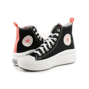 CONVERSE PATIKE CHUCK TAYLOR ALL STAR MOVE CANVAS PLATFORM - BLACK/PINK SALT/WHI