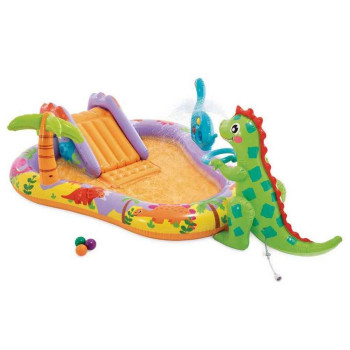 DEČIJI BAZEN NA NADUVAVANJE SA VODENIM PARKOM SA TOBOGANOM  FONTANOM I DINOSAURI 