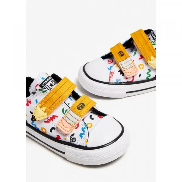 CONVERSE PATIKE CHUCK TAYLOR ALL STAR EASY ON DOODLES - WHITE/YELLOW/BLACK 