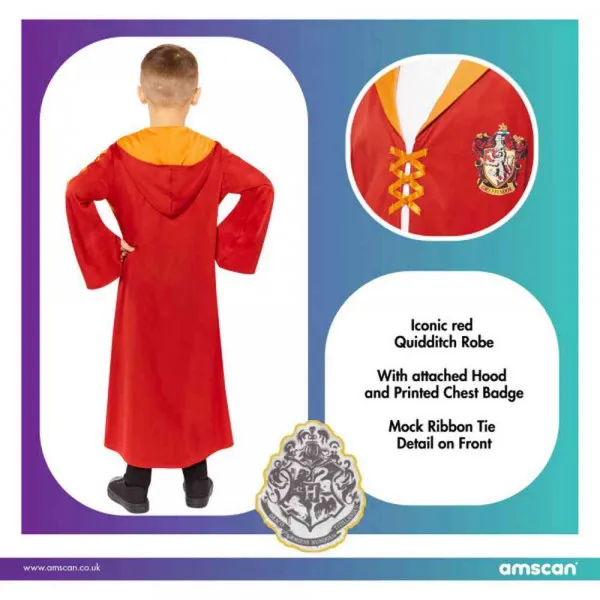 AMSCAN HARRY POTTER GRYFFINDOR QUIDD ROBE KOSTIM 8-10 GOD 