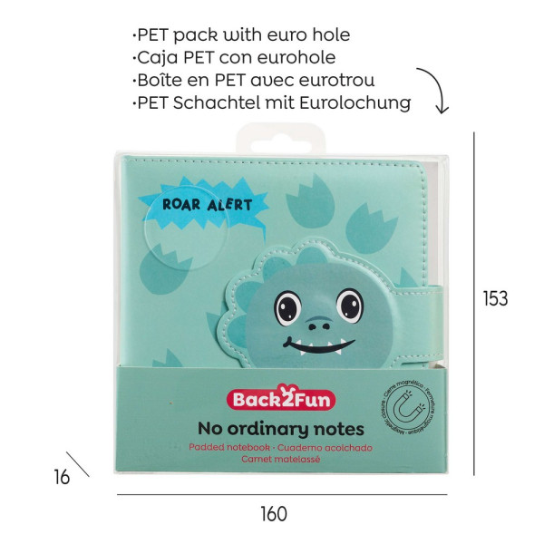 BACK2FUN NOTES PADDED MAGNET DINO 