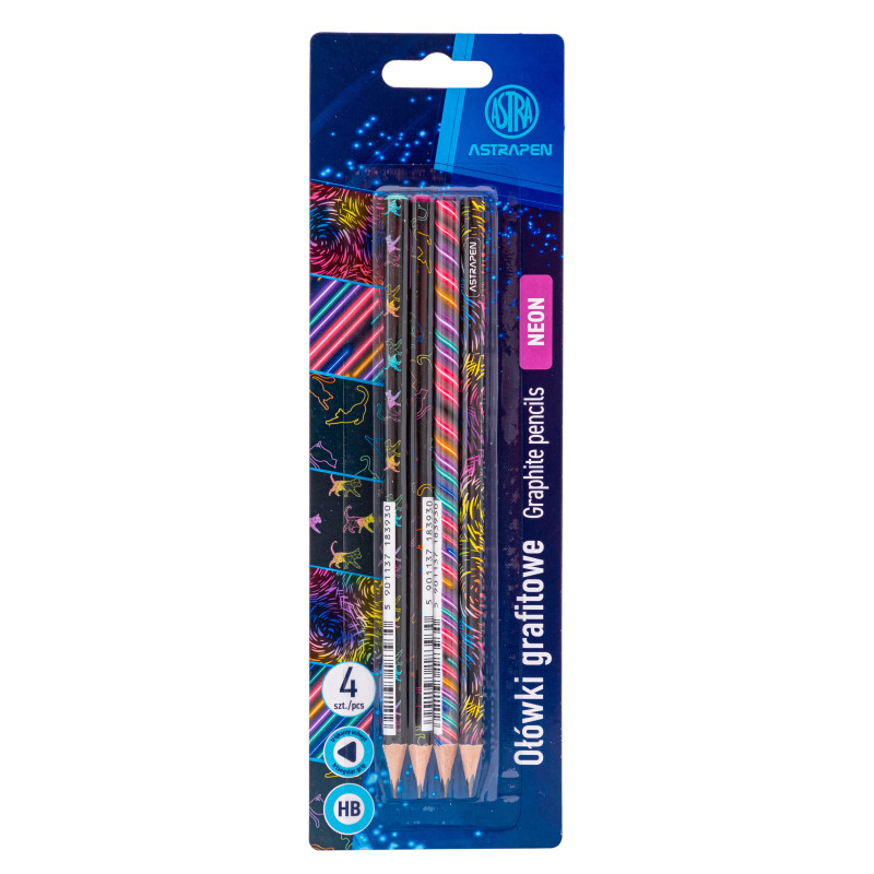 ASTRA GRAFITNA OLOVKA HB 4 KOM NEON CATS BLISTER
