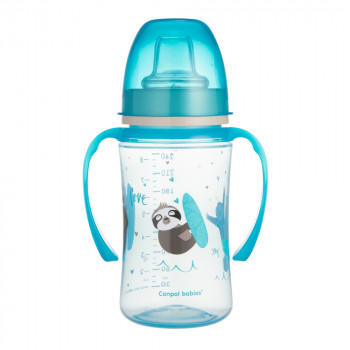 CANPOL BABY SOLJA 35/208 EASY START - COLORFUL ANIMALS 240ML - PLAVA 