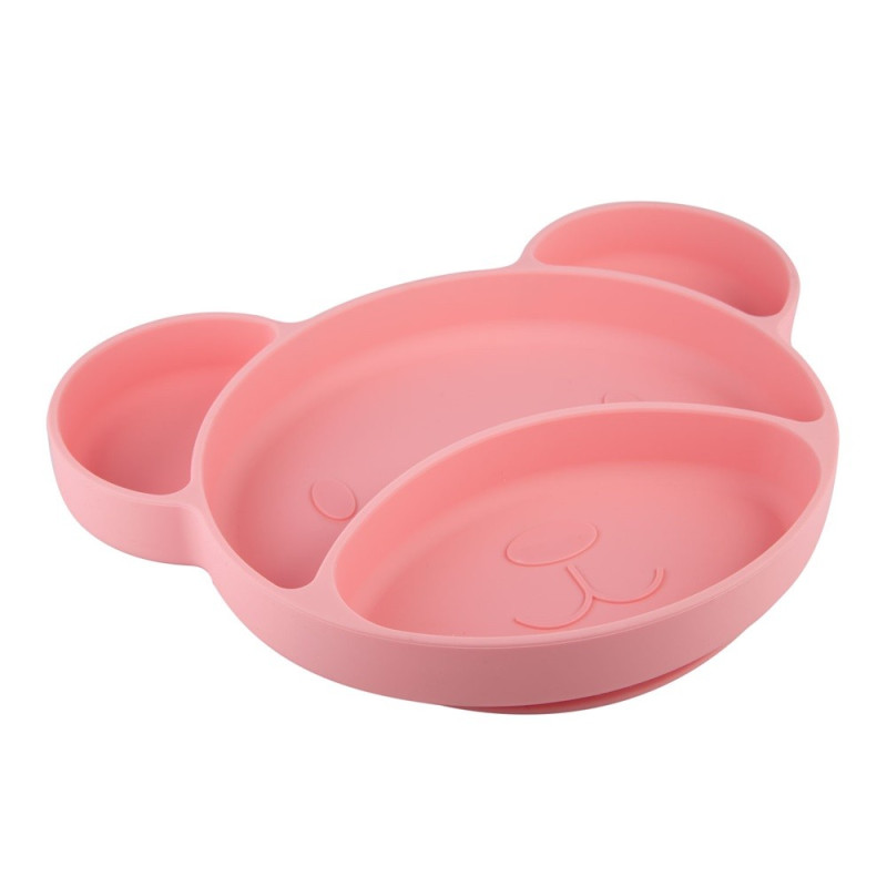 CANPOL BABIES SILICONSKI TANJIR SA PREGRADAMA BEAR PINK