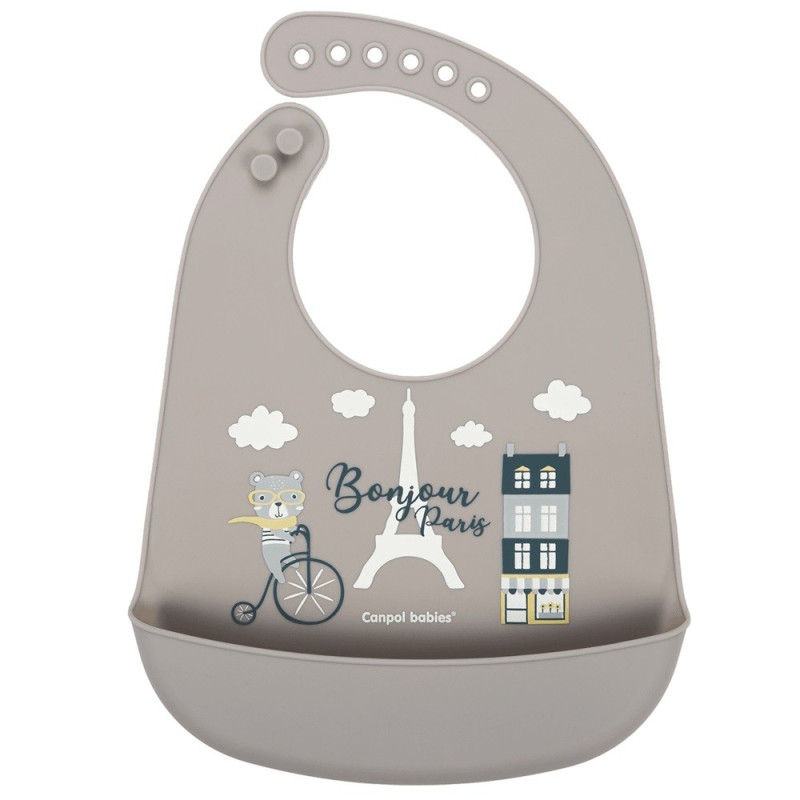CANPOL BABIES SILIKONSKA PORTIKLA SA DZEPOM BONJOUR PARIS NAVY BEIGE