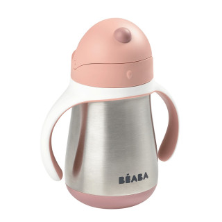 BEABA FLAŠICA NERĐAJUCI CELIK SA SLAMCICOM 250ML O.PINK