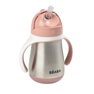 BEABA FLAŠICA NERĐAJUCI CELIK SA SLAMCICOM 250ML O.PINK