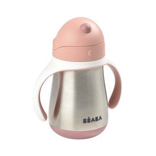BEABA FLAŠICA NERĐAJUCI CELIK SA SLAMCICOM 250ML O.PINK