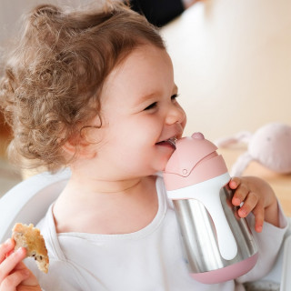 BEABA FLAŠICA NERĐAJUCI CELIK SA SLAMCICOM 250ML O.PINK