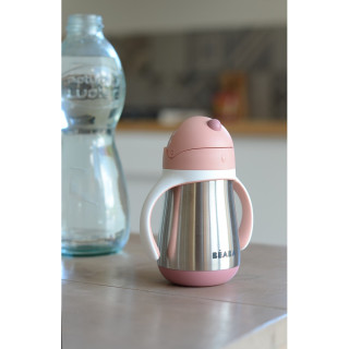 BEABA FLAŠICA NERĐAJUCI CELIK SA SLAMCICOM 250ML O.PINK