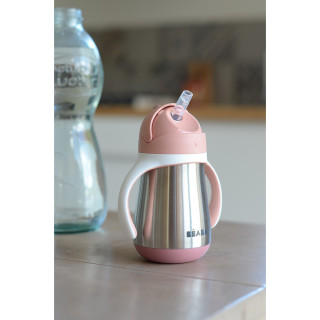 BEABA FLAŠICA NERĐAJUCI CELIK SA SLAMCICOM 250ML O.PINK