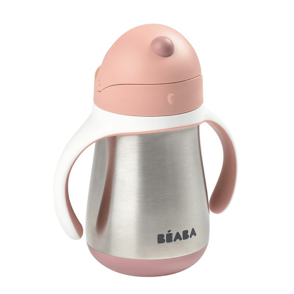 BEABA FLAŠICA NERĐAJUCI CELIK SA SLAMCICOM 250ML O.PINK