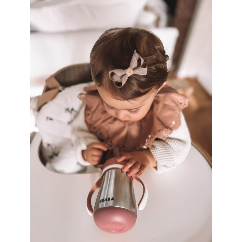 BEABA FLAŠICA NERĐAJUCI CELIK SA SLAMCICOM 250ML O.PINK