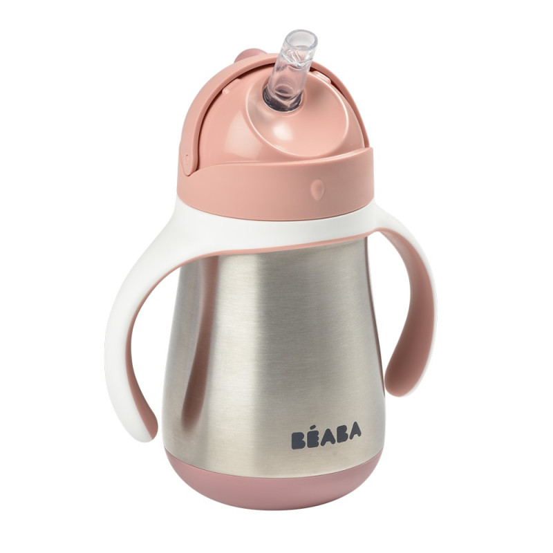 BEABA FLAŠICA NERĐAJUCI CELIK SA SLAMCICOM 250ML O.PINK