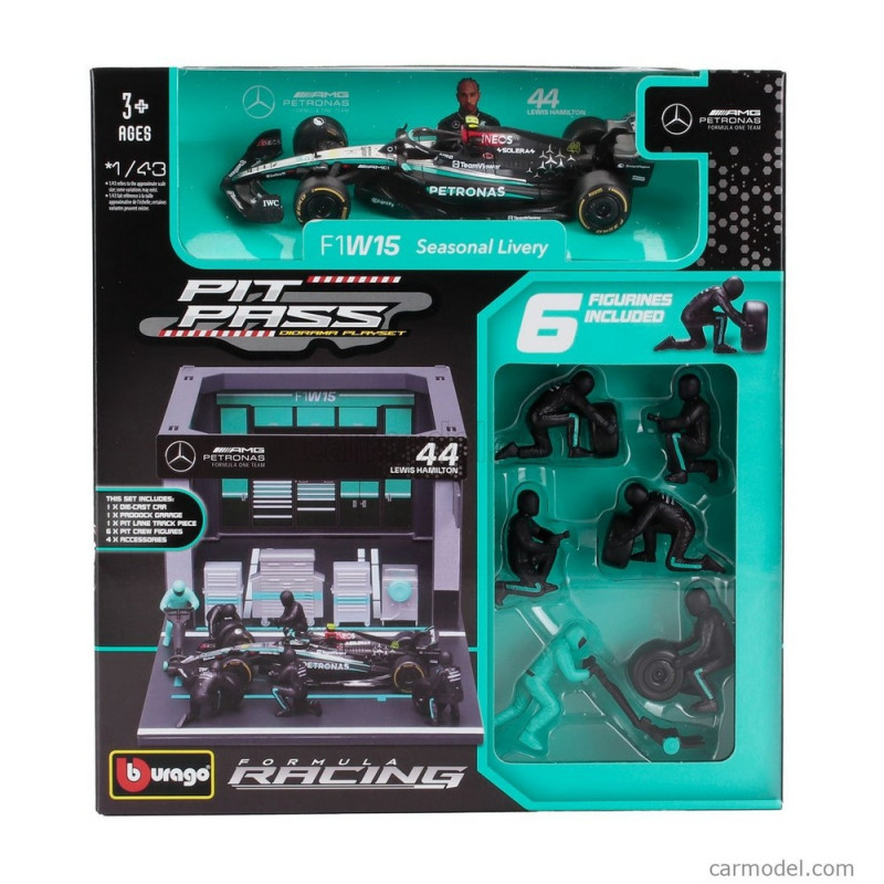 BURAGO VOZILO 1:43 Formula Pit Pass  -  Mercedes-AMG Petronas F1 W15 Team 