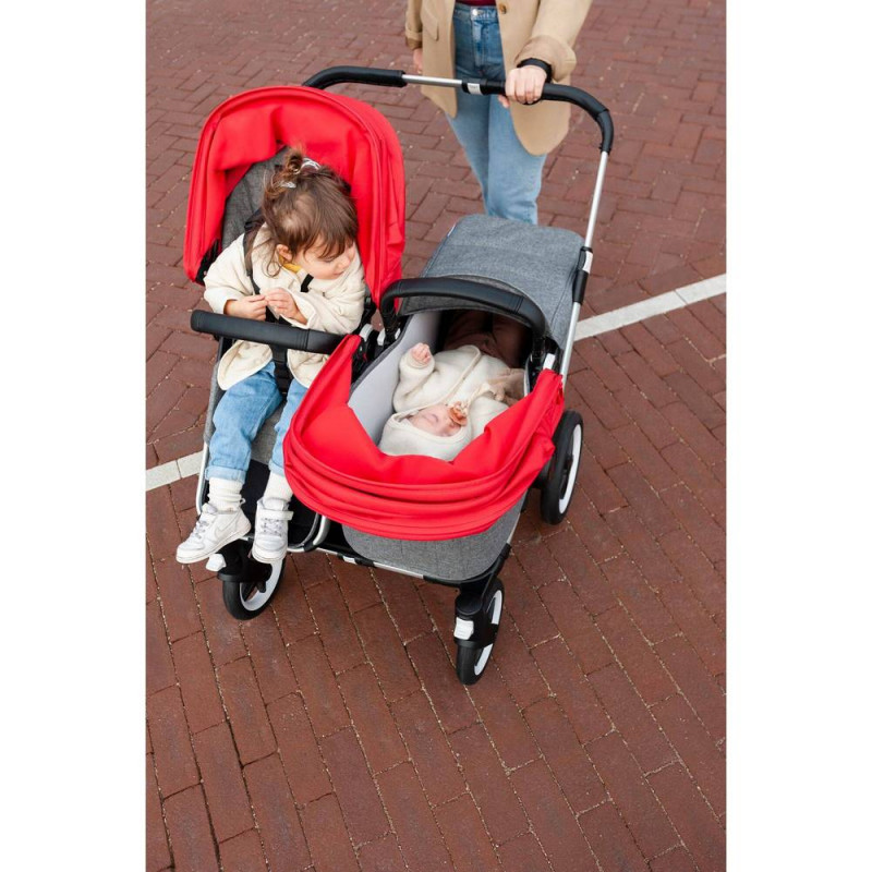 BUGABOO KOLICA DUO SISTEM DONKEY3 ALU/GREY MELANGE-RED