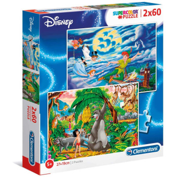 CLEMENTONI PUZZLE 2X60 PETER PAN + THE JUNGLE BOOK 2020 