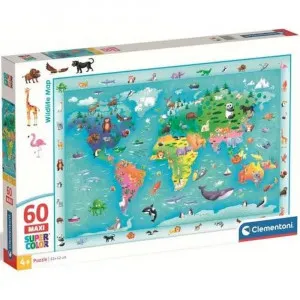 CLEMENTONI MAXI PUZZLE MAPA DIVLJIH ŽIVOTINJA 60 DELOVA 