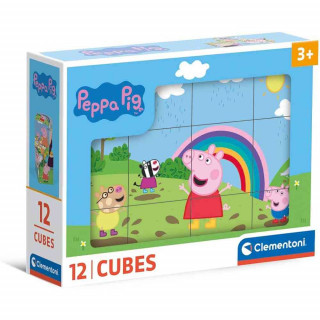 CLEMENTONI DRVENE KOCKICE PUZZLE PEPPA PIG 12 KOM 