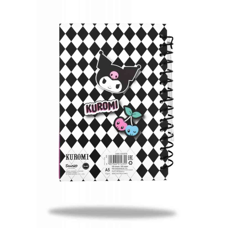 KUROMI NOTES A5 SA SPIRALOM, 100 LISTOVA 
