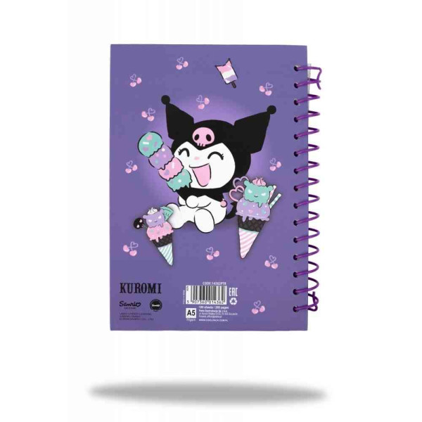 KUROMI NOTES A5 SA SPIRALOM, 100 LISTOVA 