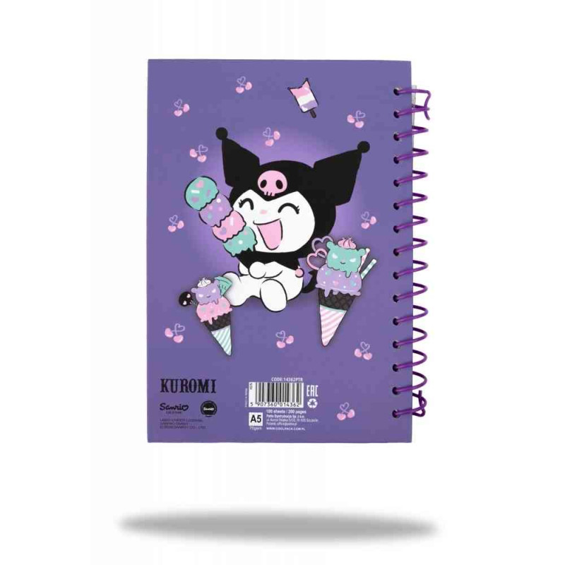 KUROMI NOTES A5 SA SPIRALOM, 100 LISTOVA 