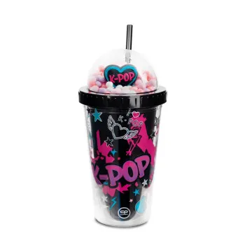 COOLPACK K-POP ČAŠA SA SLAMČICOM BLACK