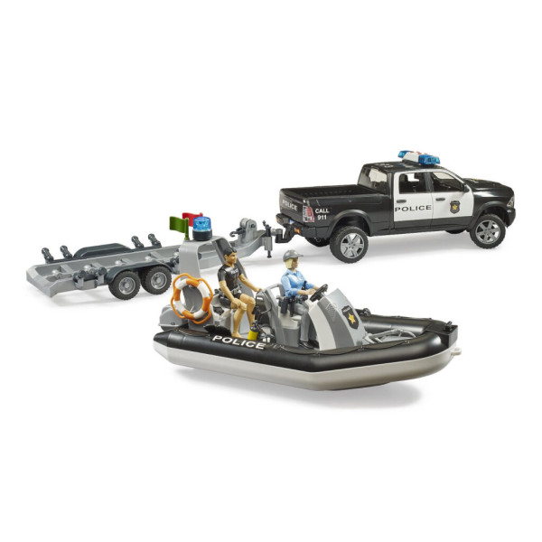 BRUDER VOZILO RAM 2500 POLICE PICKUP L+S MODULE TRAILER BOAT2FIGURES