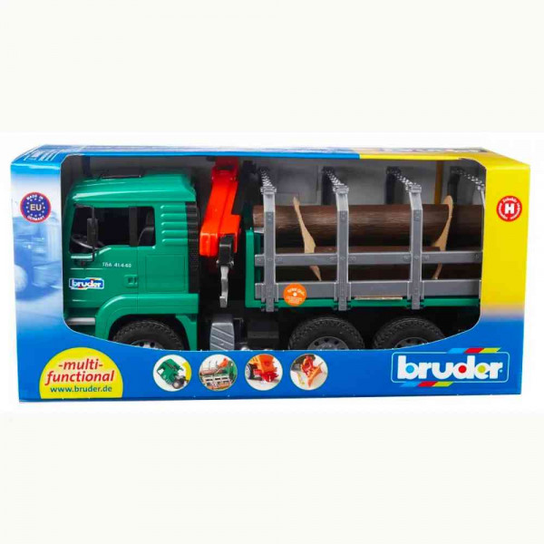 BRUDER KAMION MAN TGA ZA DRVA SA DIZALICOM I 3 DEBLA 
