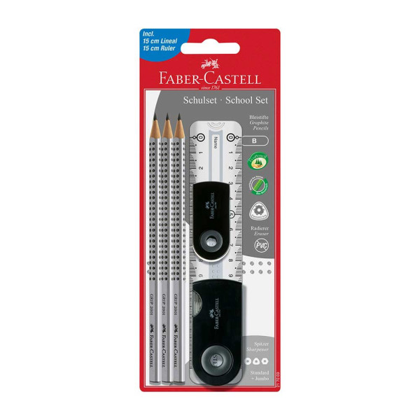 FABER CASTELL POLIBLISTER GRIP SET - 3 OLOVKE, LENJIR, REZAC I GUMICA 217069 