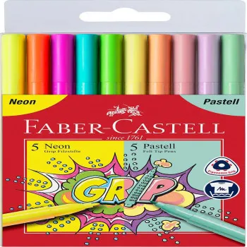 FABER CASTELL FLOMASTER  SKOLSKI GRIP NEON 1/5   PASTEL 1/5 155312 