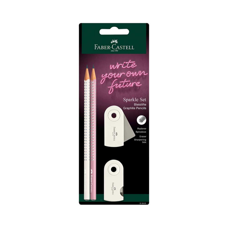 FABER CASTELL POLIBLISTER FC SPARKLE SET - 2 GRAF OLOVKE, REZAC I GUMICA COCNUT