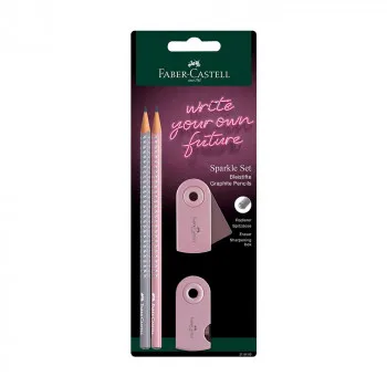 FABER CASTELL POLIBLISTER FC SPARKLE SET - 2 GRAF OLOVKE, REZAC I GUMICA ROSE SH 