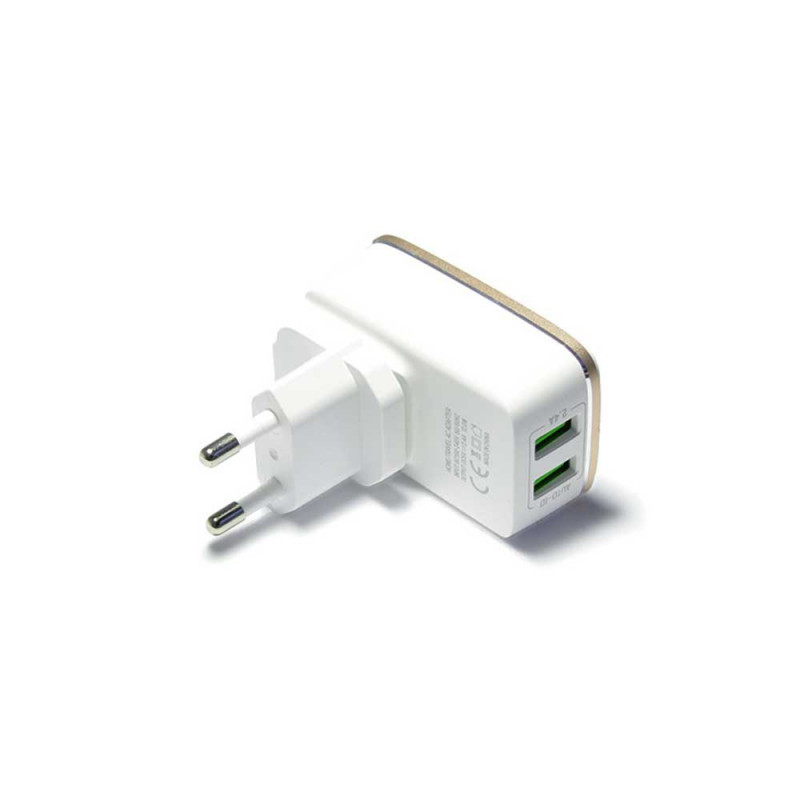 KUCNI PUNJAC LDNIO A2204 DUAL USB 2.4A IPHONE LIGHTNING KABEL ZLATNI