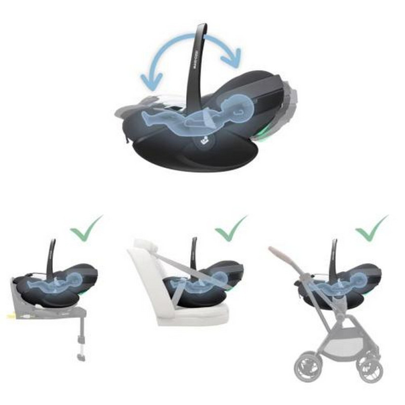 MAXI COSI AUTO SEDISTE I-SIZE (40-87 CM) PEBBLE 360 PRO2 TWILLIC GRAPHITE 