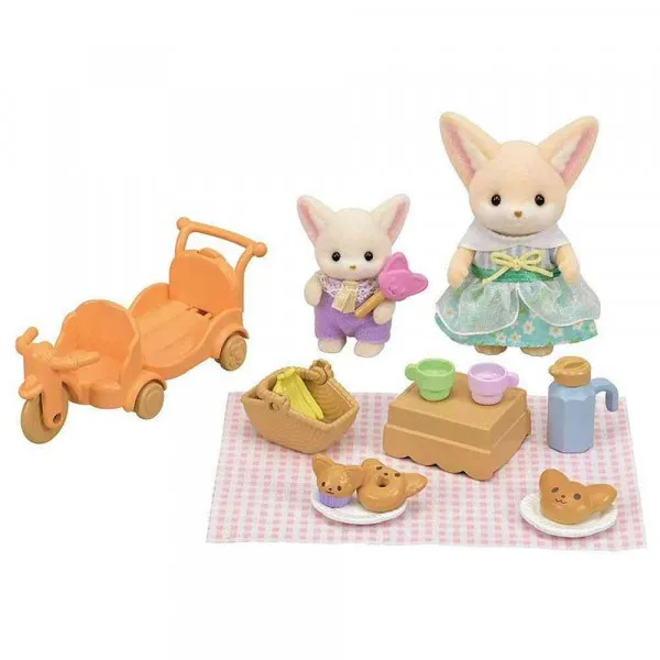 SYLVANIAN FAMILY SUNNY PICNIC SET -FENNEC FOX SISTER & BABY - 